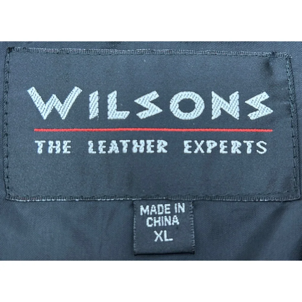 Wilsons Leather Vest Mens XL Black Nubuck Button Front‎ Adjustable Western Biker